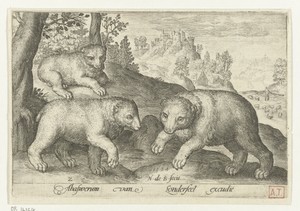 Drie beren by Nicolaes de Bruyn, created 1594, in paper; engraving. Download this artwork as a high-resolution wallpaper for desktop, tablet, or mobile. — Painting Picture