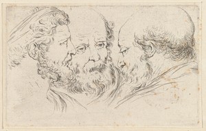 Drie hoofden van filosofen by Stefano della Bella, created 1620 - 1647, in paper; etching. Download this artwork as a high-resolution wallpaper for desktop, tab — Stefano della Bella Wallpaper