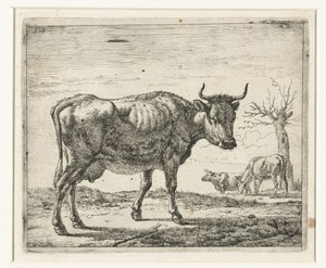 Drie koeien by Adriaen van de Velde, created 1657 - 1659, in paper; etching. Download this artwork as a high-resolution wallpaper for desktop, tablet, or mobile — Adriaen van de Velde Wallpaper