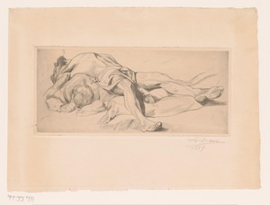 Drie lichamen van dode mannen by Auguste Danse, created 1879, in paper; etching; intaglio printmaking technique. Download this artwork as a high-resolution wall — Auguste Danse Wallpaper