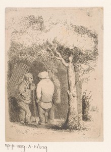 Drie mannen in gesprek by Willem Linnig (I), created 1829 - 1885, in paper; etching. Download this artwork as a high-resolution wallpaper for desktop, tablet, o — Willem Linnig (I) Wallpaper