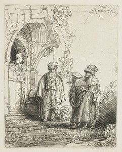 Drie oosterse figuren by Rembrandt van Rijn, created 1641, in paper; etching; drypoint. Download this artwork as a high-resolution wallpaper for desktop, tablet — Rembrandt van Rijn Wallpaper