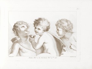 Drie putti by Francesco Bartolozzi, created 1796-02-23, in paper; stipple engraving; etching. Download this artwork as a high-resolution wallpaper for desktop, — Francesco Bartolozzi Wallpaper