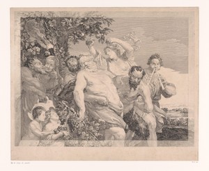 Dronken Silenus by Nicolas Delaunay, created 1777, in paper; pencil; etching. Download this artwork as a high-resolution wallpaper for desktop, tablet, or mobil — Nicolas Delaunay Wallpaper