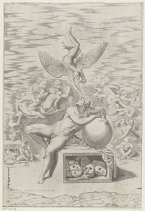 Droom by Nicolas Beatrizet, created 1525 - 1565, in paper; etching; engraving. Download this artwork as a high-resolution wallpaper for desktop, tablet, or mobi — Nicolas Beatrizet Wallpaper