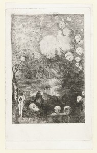 Droom by Odilon Redon, created 1878 - 1882, in paper; etching; drypoint. Download this artwork as a high-resolution wallpaper for desktop, tablet, or mobile. — Art Picture