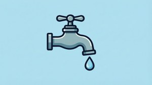 Une illustration vectorielle d'un robinet avec une goutte qui tombe, symbolisant le gaspillage.