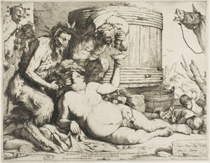 Drunken Silenus by Jusepe de Ribera, created 1628, in Etching on ivory laid paper. Download this artwork as a high-resolution wallpaper for desktop, tablet, or — Art Picture