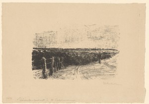 Duinlandschap by Max Liebermann, created 1857 - 1923, in paper; lithography. Download this artwork as a high-resolution wallpaper for desktop, tablet, or mobile — Max Liebermann Wallpaper