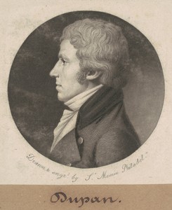 Dupan by Charles B. J. Févret de Saint-Mémin, created 1801, in mezzotint and engraving in black on wove paper mounted to brown wove paper. Download this artwork
