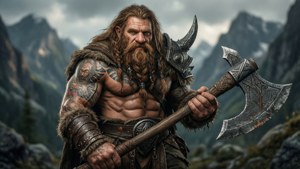 En fantasy-dverg med en muskuløs six-pack