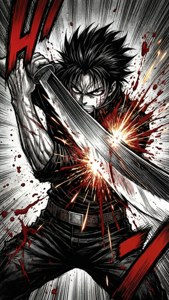 Fond d'écran style manga de Guts qui tranche