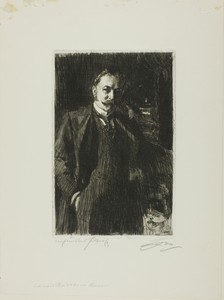 E. R. Bacon by Anders Zorn, created 1897, in Etching on ivory laid paper. Download this artwork as a high-resolution wallpaper for desktop, tablet, or mobile. — Illustration Wallpaper