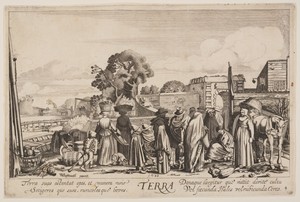Earth, from The Four Elements by II Jan van de Velde, created 1622, in Etching on ivory laid paper. Download this artwork as a high-resolution wallpaper for des — Illustration Wallpaper