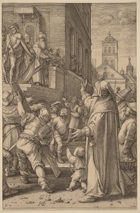 Ecce Homo by Hendrick Goltzius, created 1597, in engraving. Download this artwork as a high-resolution wallpaper for desktop, tablet, or mobile. — Art Picture