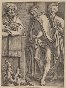 Ecce Homo by Lucas van Leyden, created c. 1513, in engraving. Download this artwork as a high-resolution wallpaper for desktop, tablet, or mobile. — Painting Picture