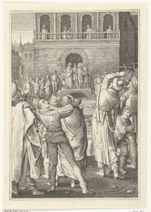 Ecce Homo by Nicolaes de Bruyn, created 1618, in paper; engraving. Download this artwork as a high-resolution wallpaper for desktop, tablet, or mobile. — Painting Picture