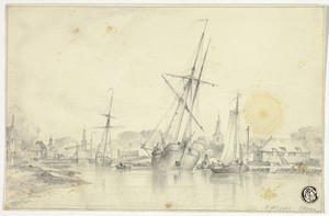 Edam by Edward William Cooke, created c. 1850, in Graphite on ivory wove paper. Download this artwork as a high-resolution wallpaper for desktop, tablet, or mob — Illustration Background