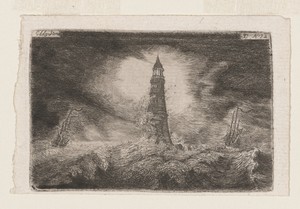 Eddystone Lighthouse by of Eldin John Clerk, created c. 1770/1782, in etching and drypoint on laid paper. Download this artwork as a high-resolution wallpaper f — Of Eldin John Clerk Wallpaper