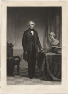 Edward Everett by Hezekiah Wright Smith, 1828 - ?, created c. 1875, in Mezzotint on paper. Download this artwork as a high-resolution wallpaper for desktop, tab — Hezekiah Wright Smith, 1828 - ? Wallpaper
