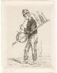 Eenmansorkest by Jacobus Ludovicus Cornet, created 1825 - 1882, in paper; etching. Download this artwork as a high-resolution wallpaper for desktop, tablet, or — Jacobus Ludovicus Cornet Wallpaper