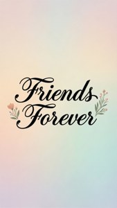 Minimalistisk venner for evigt typografi tapet med skrifttype og blomsteraccenter.