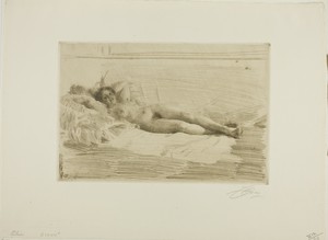 Elin by Anders Zorn, created 1913–14, in Etching on ivory laid paper. Download this artwork as a high-resolution wallpaper for desktop, tablet, or mobile. — Anders Zorn Wallpaper