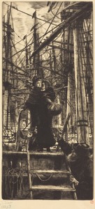 Emigrants by James Tissot, created 1880, in etching and drypoint on laid paper. Download this artwork as a high-resolution wallpaper for desktop, tablet, or mob — James Tissot Wallpaper