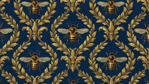 Verziertes französisches Empire-Muster-Tapete mit Bienen und Lorbeer