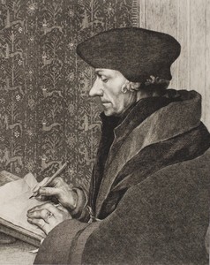 Erasmus by Félix Henri Bracquemond, created 1863, in Etching and drypoint on white wove paper. Download this artwork as a high-resolution wallpaper for desktop, — Illustration Wallpaper