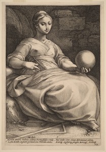 Erato by Hendrick Goltzius, created probably 1592, in engraving. Download this artwork as a high-resolution wallpaper for desktop, tablet, or mobile. — Hendrick Goltzius Wallpaper