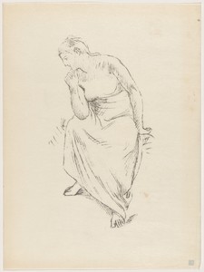 Etude by Pierre Puvis de Chavannes, created 1895, in lithograph in gray on thin japan paper. Download this artwork as a high-resolution wallpaper for desktop, t — Pierre Puvis de Chavannes Wallpaper