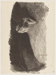 Etude by Georges Rochegrosse, created 1895, in lithograph in black on thin japan paper. Download this artwork as a high-resolution wallpaper for desktop, tablet — Georges Rochegrosse Wallpaper
