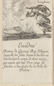 Euadne by Stefano della Bella, created 1620 - 1664, in paper; etching. Download this artwork as a high-resolution wallpaper for desktop, tablet, or mobile. — Stefano della Bella Wallpaper