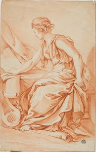 Eulerpe or Clio by Jean-Baptiste Greuze, created n.d., in Chalk wash on paper. Download this artwork as a high-resolution wallpaper for desktop, tablet, or mobi