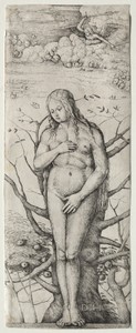 Eve by Daniel Hopfer (I), created 1505–36, in etching. Download this artwork as a high-resolution wallpaper for desktop, tablet, or mobile. — Art Picture