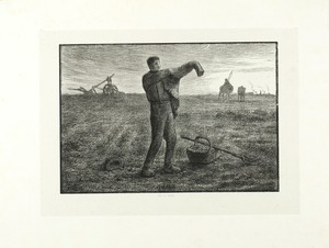 Evening by Jacques Adrien Lavieille, created 1860, in Wood engraving on light gray China paper laid down on ivory wove paper. Download this artwork as a high-re — Jacques Adrien Lavieille Wallpaper