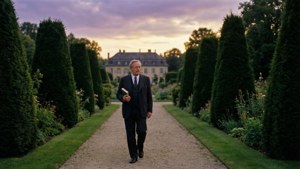 Wilhelm Christoph Heim genießt einen besinnlichen Spaziergang durch einen formalen Garten in der Dämmerung.