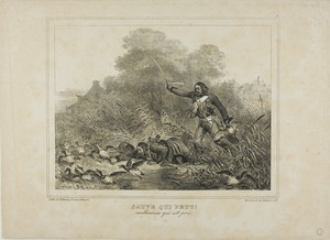 Every Man for Himself! by Denis Auguste Marie Raffet, created 1833, in Lithograph in black on tan wove paper. Download this artwork as a high-resolution wallpap — Illustration Wallpaper
