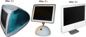 Tre vintage Apple-datorer i rad mot svart bakgrund — Old Windows Bakgrundsbilder