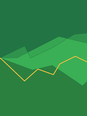 Abstract green mountain range with yellow outline on solid green background. — Excel PNG