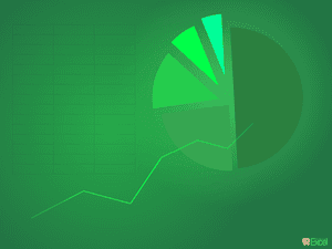 Grüner Gradientenhintergrund mit leuchtendem Liniendiagramm und Kreisdiagramm Excel-Branding — Chart Wallpaper