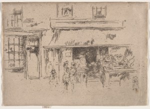 Exeter Street by James McNeill Whistler, created 1887, in etching. Download this artwork as a high-resolution wallpaper for desktop, tablet, or mobile. — Art Wallpaper