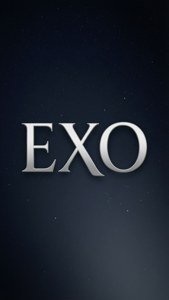 Minimalistische EXO-tekstachtergrond met sterrenachtergrond