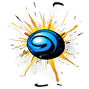 Blue sphere emitting yellow energy bursts in digital art style — Aesthetic Bubbles Wallpaper
