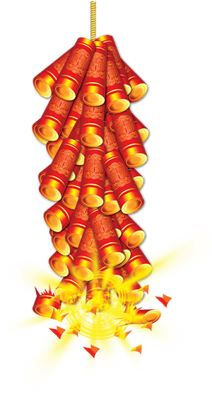 Rote Feuerwerkskörper explodieren mit gelben Funken zum Feiern. — Firecrackers Wallpaper