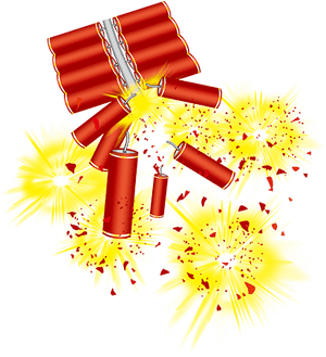 Rote Feuerwerkskörper, die mit gelben Funken vor schwarzem Hintergrund explodieren. — Firecrackers Wallpaper
