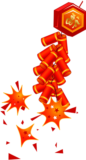 Rote Feuerwerkskörper und Sternenausbrüche zum chinesischen Neujahr vor schwarzem Hintergrund. — Firecrackers Wallpaper