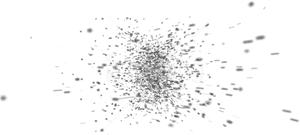 Glitchy white logo with diagonal streaks on black background