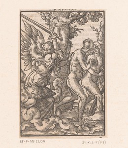 Expulsion from Paradise by Virgilius Solis, created 1552, in paper; houtsnede. Download this artwork as a high-resolution wallpaper for desktop, tablet, or mobi — Virgilius Solis Wallpaper